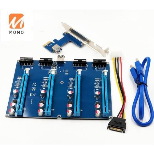 PCI-E 1x Expansion Kit PCI Express 1 to 4 Port PCI Express Switch Multiplier HUB Riser Card PCIE x1 to x16 Adapter for BTC Miner
