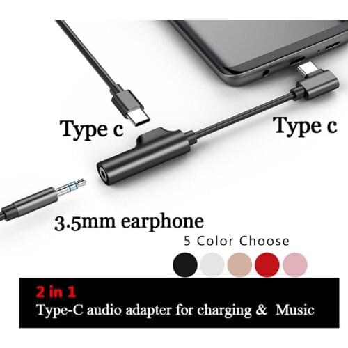New 2 in 1 USB Type C To Type C/3.5mm Earphone Jack Adapter for Huawei/Xiaomi Aux Audio Cable Headphone Charger USB-C Converter