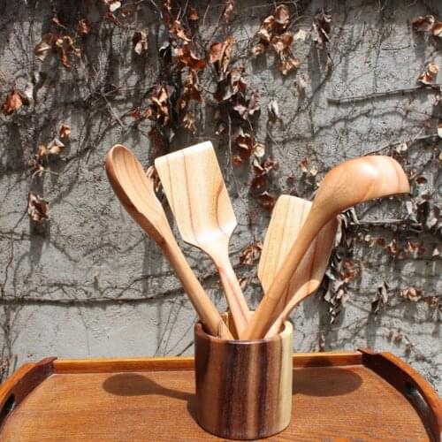 Hot-4 Piece Kitchenware Wooden Shovel Wooden Spoon Cooking Shovel High Temperature Rice Shovel Long Handle Wooden Spatula