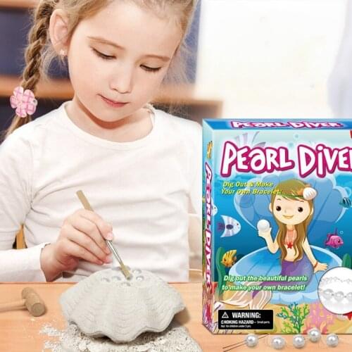 Hot Childrens Puzzle DIY Assembly Model Archaeological Dig Toy Dinosaur Excavation Shell Pearl Bracelet for Girl Children