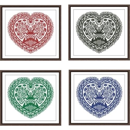 Heart tree cross stitch package simple 18ct 14ct 11ct white fabric cotton silk thread embroidery DIY handmade needlework