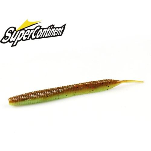 2019 new Supercontinent Needle-tailed straight worm now hot 100mm/10pcs Double Color Silicone Bait