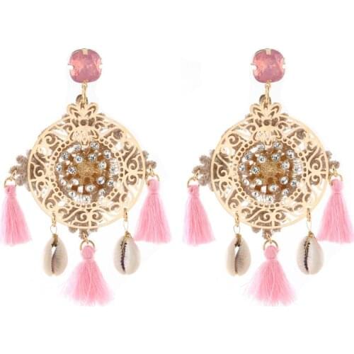 Pendientes Lace Earrings for Women Tassel Crystal Big Earrings Fashion Bohemian Jewelry Designer Earrings Oorbellen