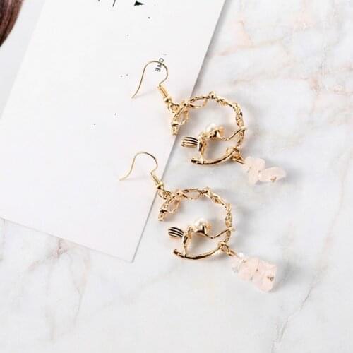 Korean Version Of The New Fashion Jewelry C Personality Bird Wedding Retro Palace Pearl Earrings Bohemia Female Elegant Earrings
