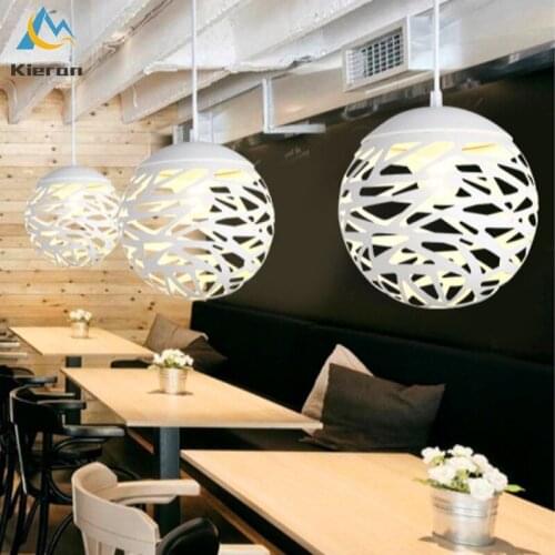 Modern Iron Hollow Out Metal Ball LED Pendant Lights Bedroom Parlour Study Pendant Lamp Living Room Decor Hanging Lamp Fixtures