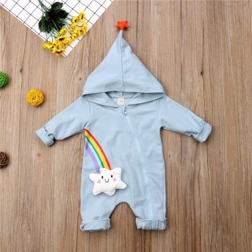 Spring Zipper Long Sleeve Rainbow Outfits Hooded Jumpsuit Clothes Costume Clothing Toddler Newborn Baby Boys Girls Romper
