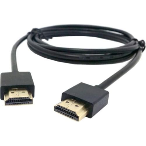 High quality Black ultra-fine 3.0MM HDMI male to male version 1.4 HD video HDTV TV data transfer cable supports 3D