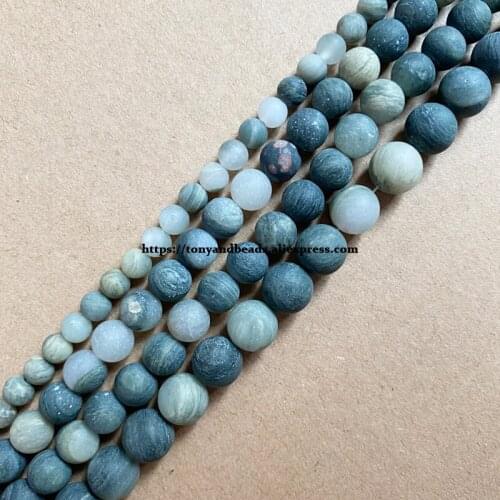 Natural Stone Matte Green Hair Quartz Round Loose Beads 15" Strand 4 6 8 10 12MM Pick Size For Jewelry Making DIY