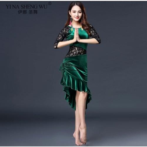 Middle Sleeve Dress for Women Belly Indian Dance Girls Lady Belly Sexy Performance Clothing Dancewear Competition Practice Dress
