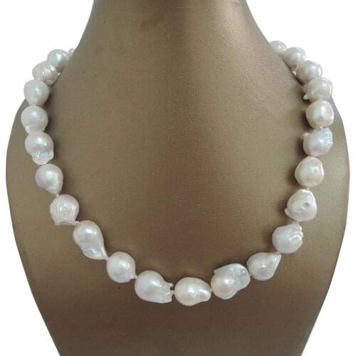 100% NATURE FRESHWATER Round BAROQUE PEARL NECKLACE-AA good quality