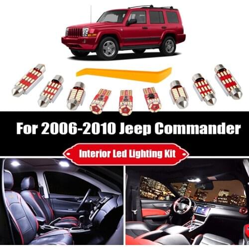 13 Bulbs For Jeep Commander 2006-2009 2010 Canbus White LED Car Reading Light Interior Kit Trunk Step Courtesy License Lamp