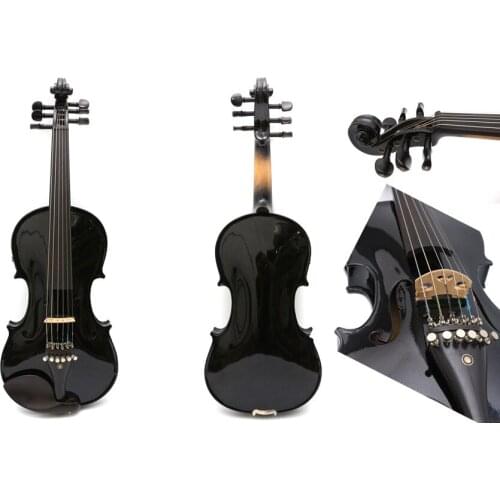 4/4 New 6 string Electric Acoustic Violin Solid Wood Nice Sound dark red black