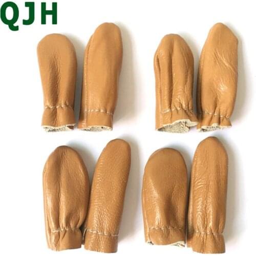 4Pair Leather Fingers Sets Handmade Artificial Leather Thimble Fingers DIY Hand Sewing Tools Hand Sewing Accessories