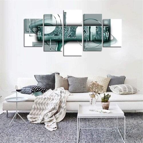 No Framed Green Abstract 5 Pcs Canvas Picture Turquoise Wall Art Print Canvas Painting Wall Decor for Living Room