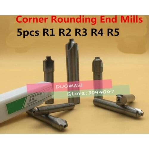 5pcs New 2F Corner Rounding End Mill R1.0-R5.0 Endmill Tool Milling Cutter