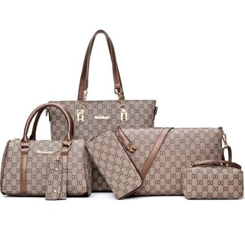 Women Handbag Leather Shoulder Bags Fashion Totes Female Purse Six-Piece Set Designer Brand Large Capacity Casual