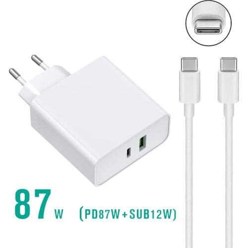 87W USB C Power Adapter Charger for Macbook Air Pro 13 15 USB Type C PD Charger for Asus Hp Lenovo Laptops 5V USB Phone Charger