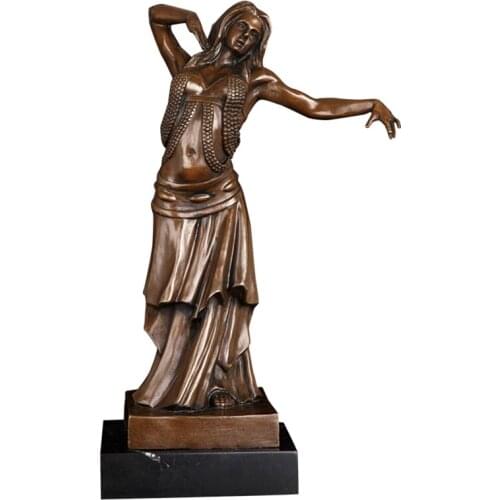 ArtsHom DS-596 European Bronze Beauty Lady Art Ornament Table Decoration Bronze Dancer Woman Statue Sculpture minority Girl