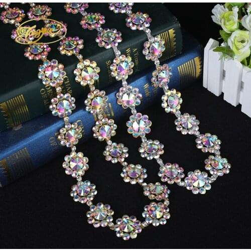 1 Yd And Colorful Flowers Insourcing Zirconium Alloy Basic Clothing DIY Welt Applique Adornment Ornament Silver Trim Zirconium