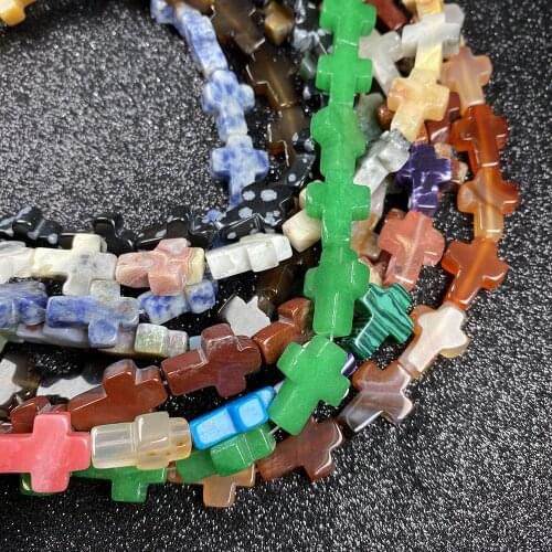 25Pcs/strand Natural Stone Beads For Jewelry Making Cross-shaped Loose Beads DIY Necklace Bracelet Anklet Handiwork Accessory