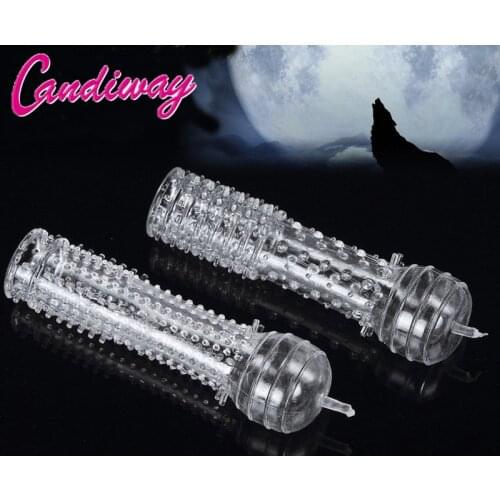 Candiway Crystal Condom vibrator sleeve Cock Rings Adult Sex Products delaying Crystal Reusable Sex Toys for Men Penis Sleeve