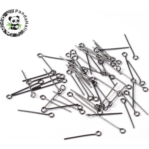 Black Plated Brass Eyepins Jewery Making Findings, 20x0.7mm, Hole: 2mm