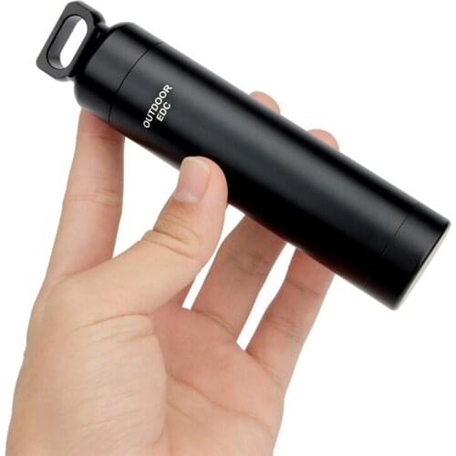 Black EDC Outdoor Waterproof Case Container Capsule Seal Bottle Holder Survival Bottles Emergency Tool Aluminum Alloy
