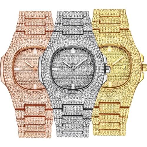 Men Hip Hop Men Iced Out Watches Luxury Date Quartz Wrist Watches With Micropave CZ Watch For Women Men Jewelry