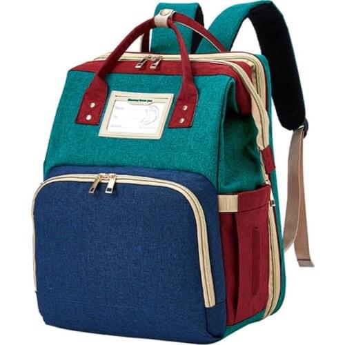 Travel Daypack Waterproof Maternity Bag Multifunctional Mummy Nappy Bags Fashion Diaper Bag Backpack with Folding Crib