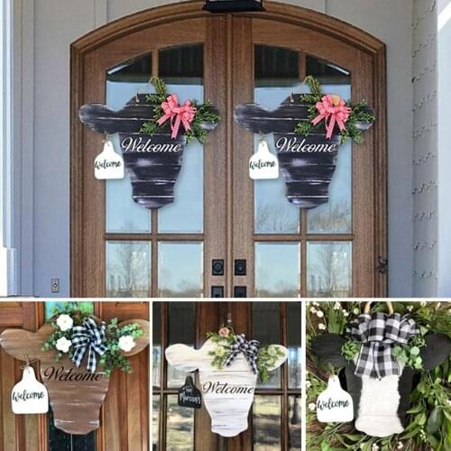 Cow Head Door Hanger With Ear Welcome Pendant Animal Door Signs Home Door Decoration Hanging Surface Is Smooth Elegant Colorfast