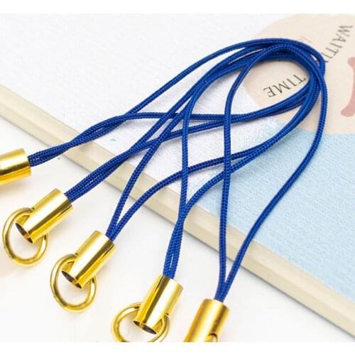 100pcs Color Polyester Double Ring Jewelry Lanyard Golden Lobster Clasp Mobile Phone With Craft Pendant DIY Handmade Materials