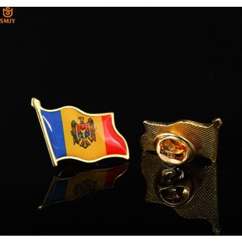 Republic of Moldova Zinc Alloy Epoxy Badge Tie Lapel Backpack Gold Plated Safety Buckle Euro National Flag Pin Brooch Jewelry