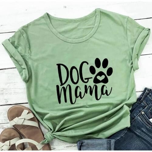 Dog Mama Pawprint Shirt New Arrival Casual 100%Cotton Funny T Shirt Dog Lover Shirts Mom Life Shirts Gift for Dog Mom Dropship