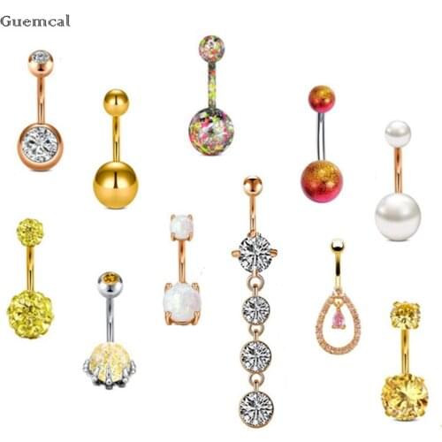 Guemcal 1pcs Hot Sale Creative Diamond-studded Pearl Belly Button Nail Exquisite Piercing Jewelry