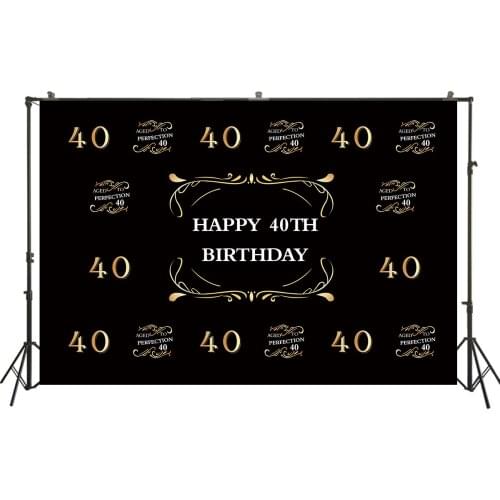 HUAYI Photography Backdrop Birthday Party Decor Photo Background 40th Birthday Adults Banner Studio Photo Booth Backdrop W-2246