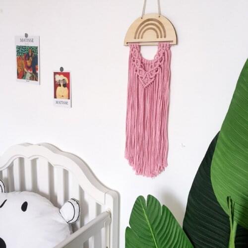 INS Nordic Handmade Macrame Bohemia Tassels Tapestry Wall Hanging Ornaments Hair Clips Hair Bows Organizer Holder Storage Belt