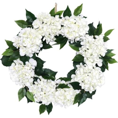 Artificial Hydrangea Wreath Spring Summer Wreath for Farmhouse Home Wedding Party Wall Windows Outdoor Decor