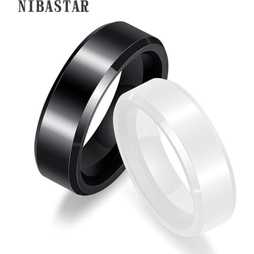 New 6mm Black White Beautiful shiny side Ceramic Ring For Women Top Quality Jewelry Without Scratches Woman Ring
