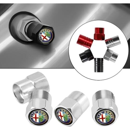 4Pcs Car Tire Valve Caps Aluminum Tire Air Valve For Alfa Romeo 159 147 156 Giulia Giulietta Mito Stelvio Brera Spider