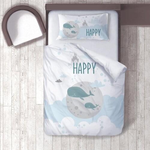 Duvet Cover Set Bedding Set Pillow Case for Baby and Kids Room 3D Printed Happy Whale Sea Planetary Model 138