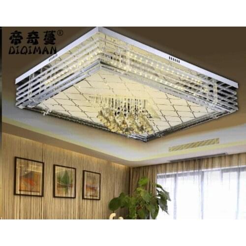 Living room lamp rectangular simple modern crystal lamp atmosphere led ceiling lamp bedroom dining room lighting fixtures