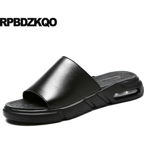 Men Sandals Leather Summer Water Platform Slip On Waterproof Black Slippers Shoes Slides 2018 High Quality Outdoor Designer