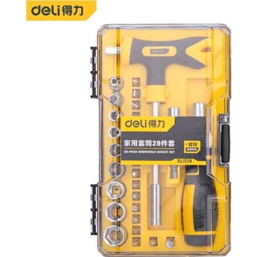 Deli Chrome Vanadium Combination Set Wrench Socket Spanner Household Motorcycle Car Repair Tool Hardware Set Kits High Quality