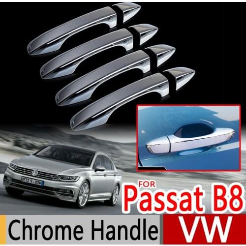 For VW Passat B8 Chrome Handle Covers Trim Set of 4 Volkswagen MK8 2016 Sedan Wagon Variant Car Accessories Stickers Car Styling