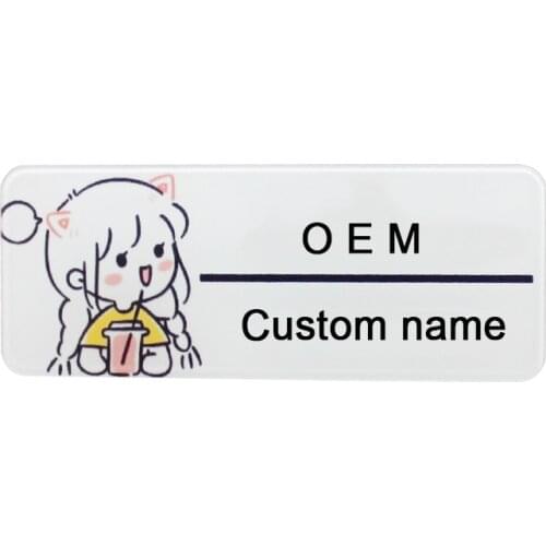 OEM Customized Logo Acrylic Lapel Pins Brand Your Own Name Brooches for Lovers Private Label DIY Pins Badges Women Gift