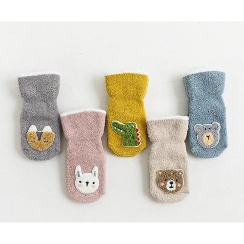 Autumn And Winter New Baby Socks Coral Fleece Thick Non-Slip Floor Socks Three-Dimensional Cartoon Childrens Toddler Socks