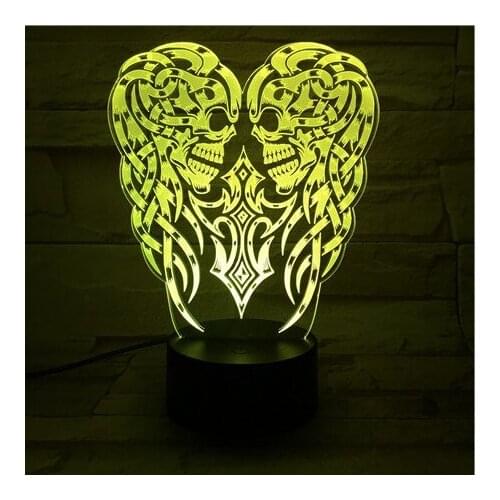 Bedside 3D Table LampAcrylic Night Light LED Skull Atmosphere Nightlight Halloween Party Decor Bluetooth Speaker Gift for Kids