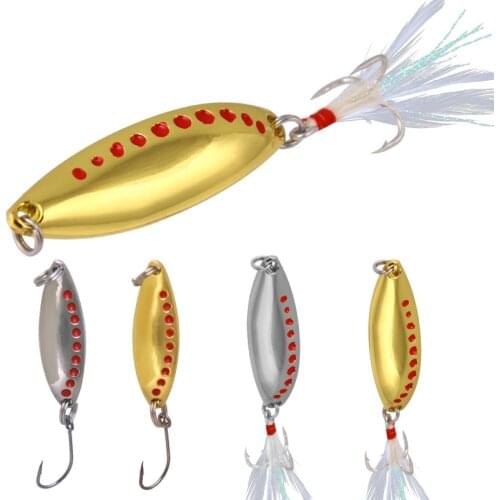 Luya Leech Sequins Metal Sequin Lure Bait with Feather Blood Groove Hook Sequins Freshwater Sea Fishing Clever Mouth Bass