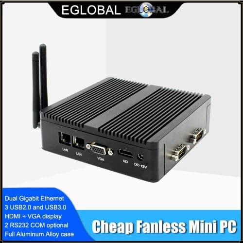 Eglobal Fanless Mini PC With CPU 3160 J1900 Quad Core Windows 7 10 Linux Dual Nics Pfsense Router Firewall Server AES-NI WIFI