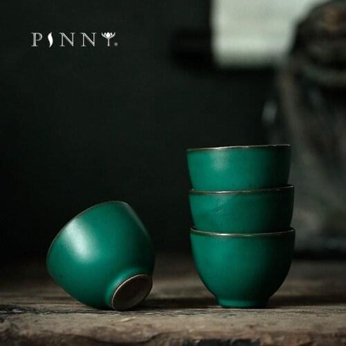 PINNY 45ML Japanese Style Coarse Pottery Teacup Ceramic Kung Fu Tea Cups Heat Resistant Pigmented Tea Bowl